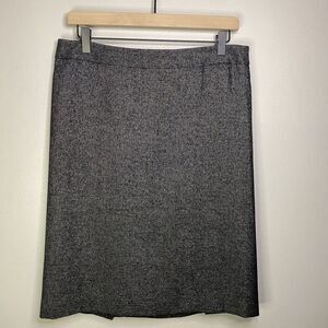 ANN TAYLOR Women Wool Blend Size 10 Pencil Skirt Button Back Black Gray Lined